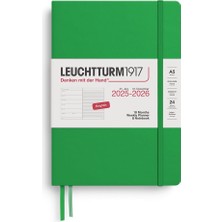 Die Grup LEUCHTTURM1917 Orta Boy (A5) 18 Aylık Ajanda ve Not Defteri (Çizgili) 2026 Sert Kapak, Ingilizce, Bahar Yaprağı