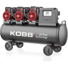 Die Grup Kobb KBK100S 6.0hp 100LT 8bar Üç Motorlu Yağsız Sessiz Taşınabilir Hava Kompresörü