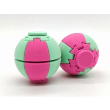 Alvera Press Küresi – 3D Baskı Dönüşen Mekanik Fidget Stres Oyuncağı-Pembe-Mint