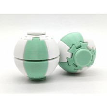 Alvera Press Küresi – 3D Baskı Dönüşen Mekanik Fidget Stres Oyuncağı-Mint-Beyaz
