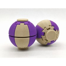 Alvera Press Küresi – 3D Baskı Dönüşen Mekanik Fidget Stres Oyuncağı-Bej-Mor