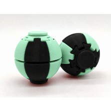 Alvera Press Küresi – 3D Baskı Dönüşen Mekanik Fidget Stres Oyuncağı-Siyah-Mint