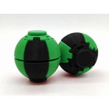 Alvera Press Küresi – 3D Baskı Dönüşen Mekanik Fidget Stres Oyuncağı-Siyah-Yeşil