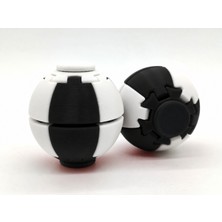 Alvera Press Küresi – 3D Baskı Dönüşen Mekanik Fidget Stres Oyuncağı-Siyah-Beyaz