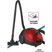 Die Grup Micro Elektrikli Süpürge, Kırmızı, Toz Torbalı, 900W Motor, 2.5l Kapasite, 5.62 Kg, Yıkanabilir Sms Filtre, Zemin Fırçalı, 5m Kablo