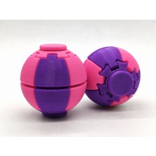 Alvera Press Küresi – 3D Baskı Dönüşen Mekanik Fidget Stres Oyuncağı-Mor-Pembe