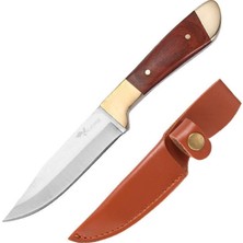 Die Grup Valkyrie Paslanmaz Çelik Kamp Bıçağı | 16 cm Outdoor Av Bıçağı Deri Kılıflı Kompakt Bıçak Kahve
