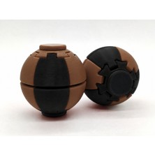 Alvera Press Küresi – 3D Baskı Dönüşen Mekanik Fidget Stres Oyuncağı-Siyah-Kahverengi