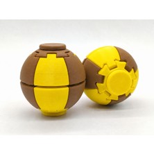 Alvera Press Küresi – 3D Baskı Dönüşen Mekanik Fidget Stres Oyuncağı-Sarı-Kahverengi