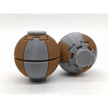 Alvera Press Küresi – 3D Baskı Dönüşen Mekanik Fidget Stres Oyuncağı-Gri-Kahverengi
