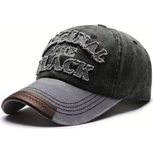 Die Grup Valkyrie Original The Black Nakışlı Unisex Beyzbol Şapkası Vintage Eskitme Pamuk Ayarlanır Siyah Gri