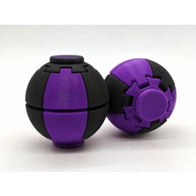Alvera Press Küresi – 3D Baskı Dönüşen Mekanik Fidget Stres Oyuncağı-Mor-Siyah