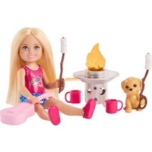 Die Grup Barbie Chelsea Aile ve Dostlar Doğa Maceraları Oyun Seti, Küçük Sarışın Bebek, Oyuncak Köpekçik ve 5'ten Fazla Kamp Aksesuarı, JJV61