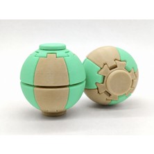 Alvera Press Küresi – 3D Baskı Dönüşen Mekanik Fidget Stres Oyuncağı-Bej-Mint