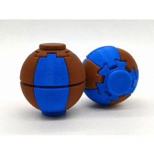 Alvera Press Küresi – 3D Baskı Dönüşen Mekanik Fidget Stres Oyuncağı-Mavi-Kahverengi
