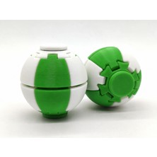Alvera Press Küresi – 3D Baskı Dönüşen Mekanik Fidget Stres Oyuncağı-Yeşil-Beyaz