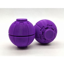 Alvera Press Küresi – 3D Baskı Dönüşen Mekanik Fidget Stres Oyuncağı-Mor-Mor