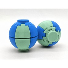 Alvera Press Küresi – 3D Baskı Dönüşen Mekanik Fidget Stres Oyuncağı-Mint-Mavi