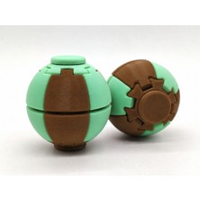 Alvera Press Küresi – 3D Baskı Dönüşen Mekanik Fidget Stres Oyuncağı-Kahverengi-Mint