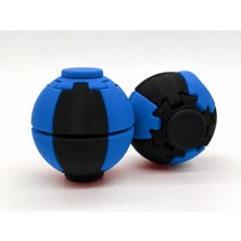 Alvera Press Küresi – 3D Baskı Dönüşen Mekanik Fidget Stres Oyuncağı-Siyah-Mavi