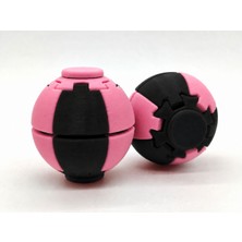 Alvera Press Küresi – 3D Baskı Dönüşen Mekanik Fidget Stres Oyuncağı-Siyah-Pembe