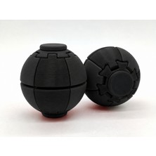 Alvera Press Küresi – 3D Baskı Dönüşen Mekanik Fidget Stres Oyuncağı-Siyah-Siyah