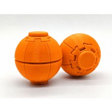 Alvera Press Küresi – 3D Baskı Dönüşen Mekanik Fidget Stres Oyuncağı-Turuncu-Turuncu