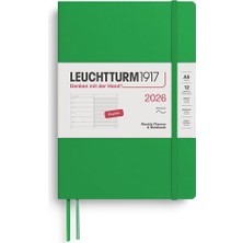 Die Grup LEUCHTTURM1917 Orta Boy A5 12 Aylık Ajanda ve Not Defteri Çizgili 2026 Yumuşak Kapak, Ingilizce, Bahar Yaprağı
