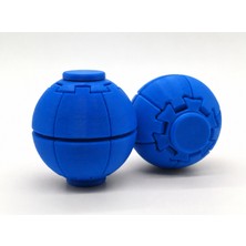 Alvera Press Küresi – 3D Baskı Dönüşen Mekanik Fidget Stres Oyuncağı-Mavi-Mavi
