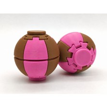 Alvera Press Küresi – 3D Baskı Dönüşen Mekanik Fidget Stres Oyuncağı-Pembe-Kahverengi
