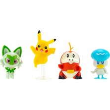 Die Grup Pokemon PKW3402 - Confezione Da 4 Figure Di Battaglia Con Pikachu, Croco, Kwak, Felori, Personaggi Ufficiali Dettagliati, 5 cm