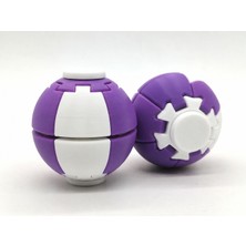 Alvera Press Küresi – 3D Baskı Dönüşen Mekanik Fidget Stres Oyuncağı-Beyaz-Mor