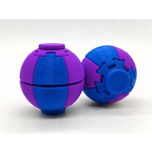 Alvera Press Küresi – 3D Baskı Dönüşen Mekanik Fidget Stres Oyuncağı-Mavi-Mor