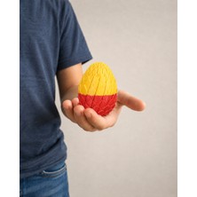 Alvera Dönüşen Ejderha Yumurtası – 3D Baskı Twisty Fidget Oyuncağı-Kırmızı-Sarı
