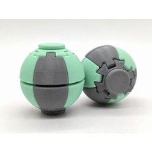 Alvera Press Küresi – 3D Baskı Dönüşen Mekanik Fidget Stres Oyuncağı-Gri-Mint