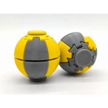 Alvera Press Küresi – 3D Baskı Dönüşen Mekanik Fidget Stres Oyuncağı-Gri-Sarı