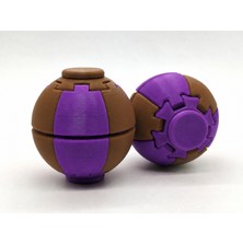 Alvera Press Küresi – 3D Baskı Dönüşen Mekanik Fidget Stres Oyuncağı-Mor-Kahverengi
