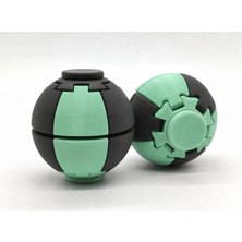 Alvera Press Küresi – 3D Baskı Dönüşen Mekanik Fidget Stres Oyuncağı-Mint-Siyah