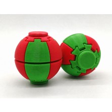 Alvera Press Küresi – 3D Baskı Dönüşen Mekanik Fidget Stres Oyuncağı-Yeşil-Kırmızı