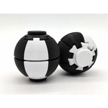 Alvera Press Küresi – 3D Baskı Dönüşen Mekanik Fidget Stres Oyuncağı-Beyaz-Siyah