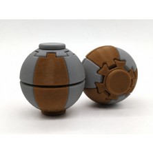 Alvera Press Küresi – 3D Baskı Dönüşen Mekanik Fidget Stres Oyuncağı-Kahverengi-Gri