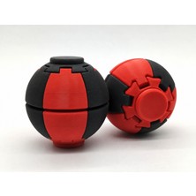 Alvera Press Küresi – 3D Baskı Dönüşen Mekanik Fidget Stres Oyuncağı-Kırmızı-Siyah