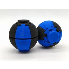 Alvera Press Küresi – 3D Baskı Dönüşen Mekanik Fidget Stres Oyuncağı-Mavi-Siyah