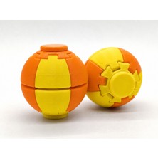 Alvera Press Küresi – 3D Baskı Dönüşen Mekanik Fidget Stres Oyuncağı-Sarı-Turuncu