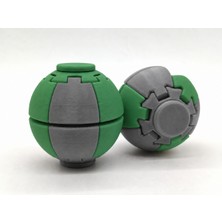 Alvera Press Küresi – 3D Baskı Dönüşen Mekanik Fidget Stres Oyuncağı-Gri-Yeşil