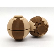 Alvera Press Küresi – 3D Baskı Dönüşen Mekanik Fidget Stres Oyuncağı-Kahverengi-Bej