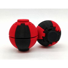 Alvera Press Küresi – 3D Baskı Dönüşen Mekanik Fidget Stres Oyuncağı-Siyah-Kırmızı