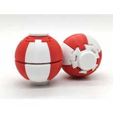 Alvera Press Küresi – 3D Baskı Dönüşen Mekanik Fidget Stres Oyuncağı-Beyaz-Kırmızı