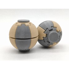 Alvera Press Küresi – 3D Baskı Dönüşen Mekanik Fidget Stres Oyuncağı-Gri-Bej