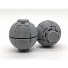 Alvera Press Küresi – 3D Baskı Dönüşen Mekanik Fidget Stres Oyuncağı-Gri-Gri